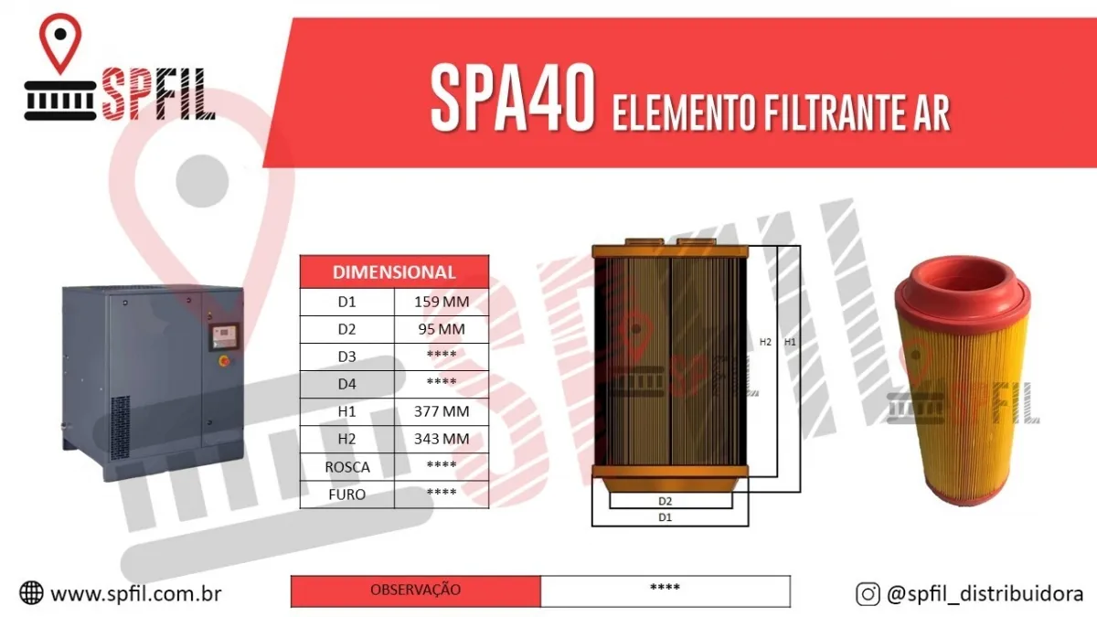ELEMENTO FILTRANTE AR SPA40