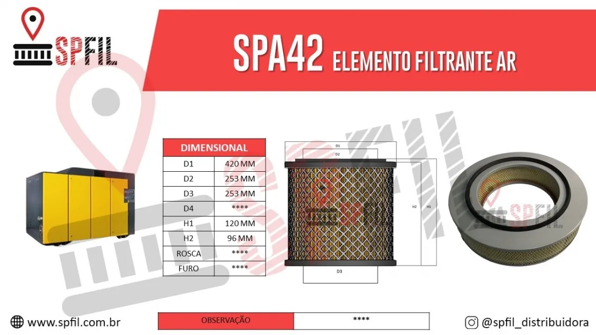 ELEMENTO FILTRANTE AR SPA42