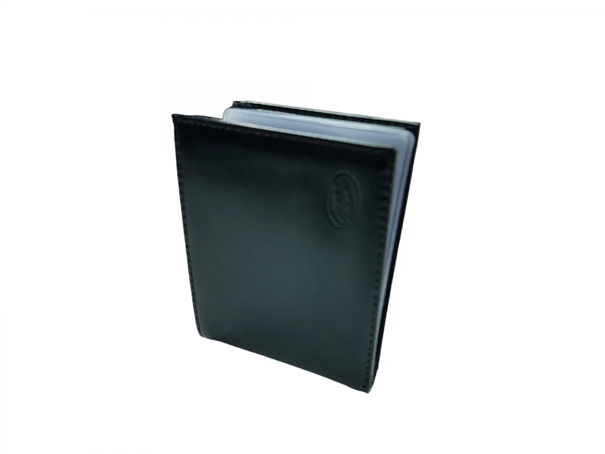 Ref: 9030 - Carteira de Couro Sem Fecho Lisa Preta