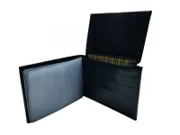 Ref: 9030 - Carteira de Couro Sem Fecho Lisa Preta - Foto 4