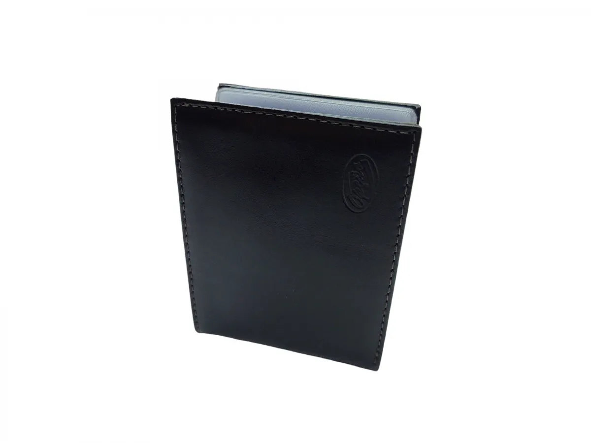 Ref: 9030 - Carteira de Couro Sem Fecho Lisa Marrom Escuro