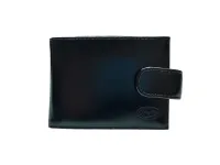 Ref: 9031 - Carteira de Couro Fecho de Botão Preta