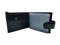 Ref: 9031 - Carteira de Couro Fecho de Botão Preta - Foto 2