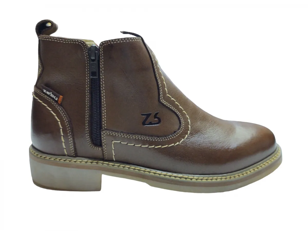 Ref: 52100 - Botina Zebu Zíper Areia Escuro