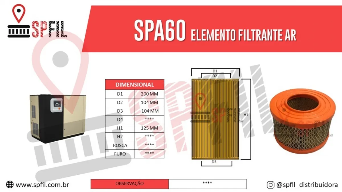ELEMENTO FILTRANTE AR SPA60