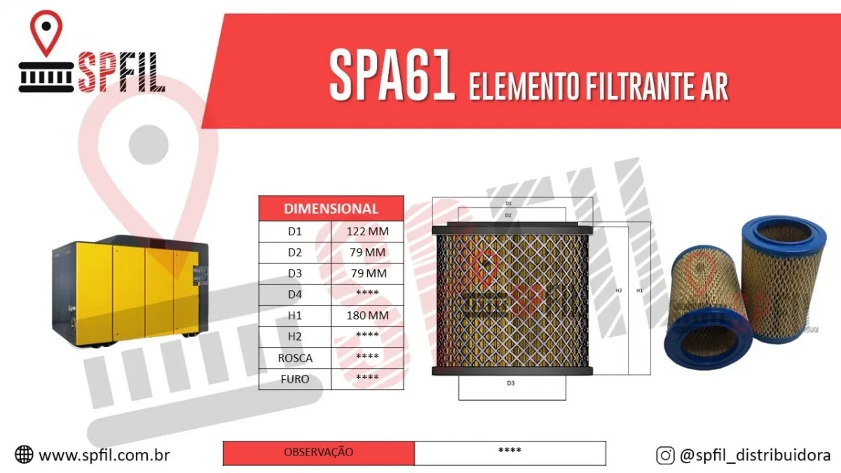 ELEMENTO FILTRANTE AR SPA61