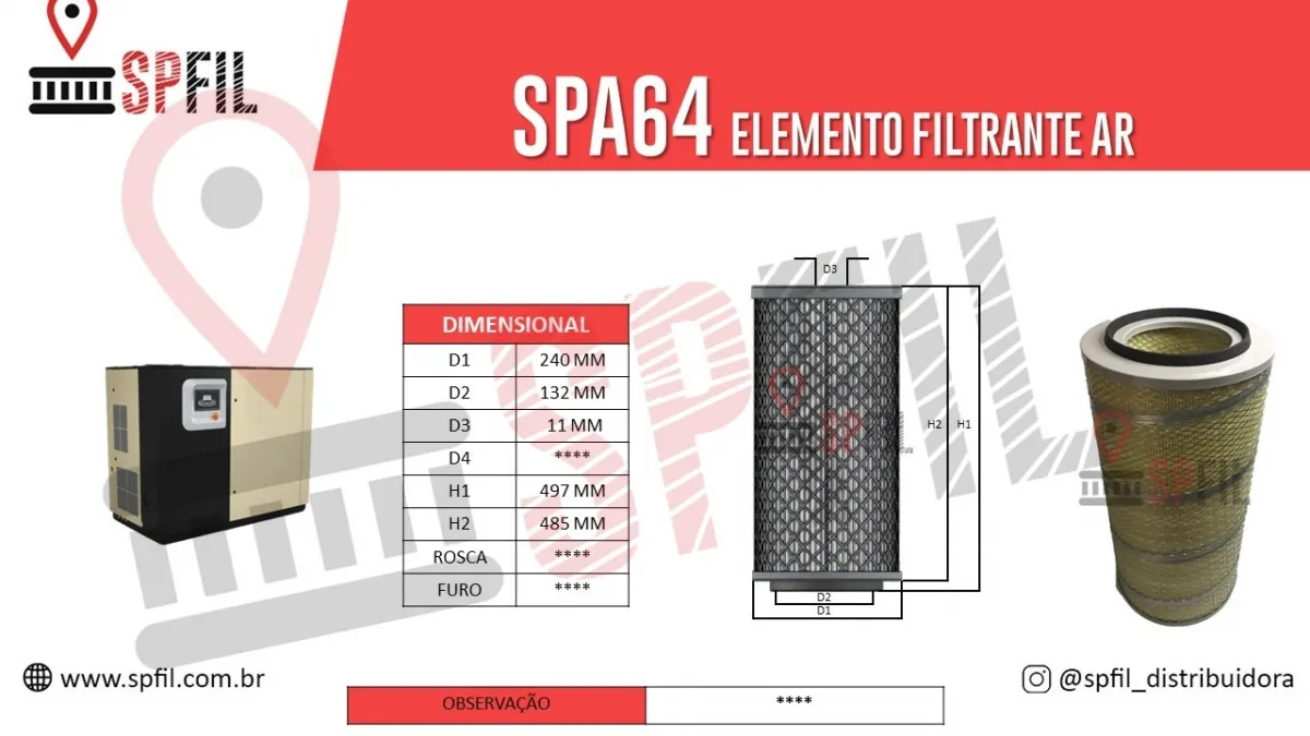 ELEMENTO FILTRANTE AR SPA64