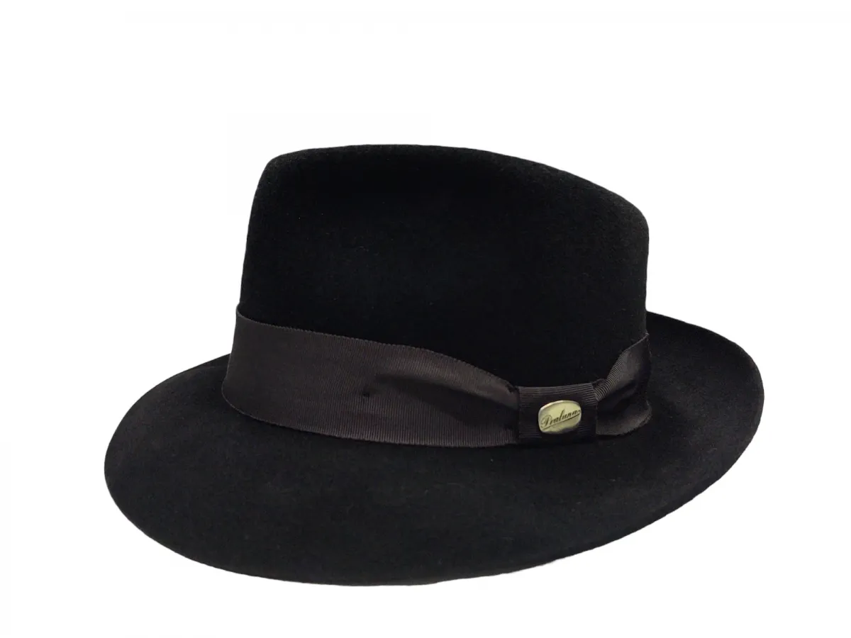 Ref: 16516 - Chapéu Social Pralana 100% Pêlo de Lebre Original - Aba 6cm - Cor Preto