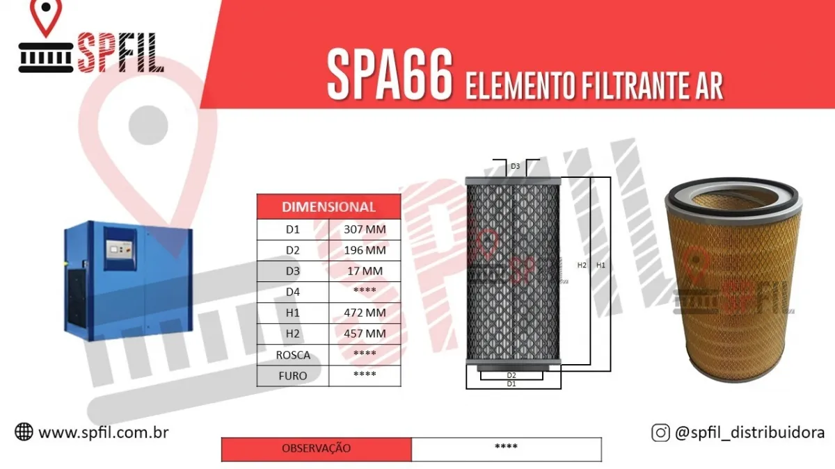 ELEMENTO FILTRANTE AR SPA66