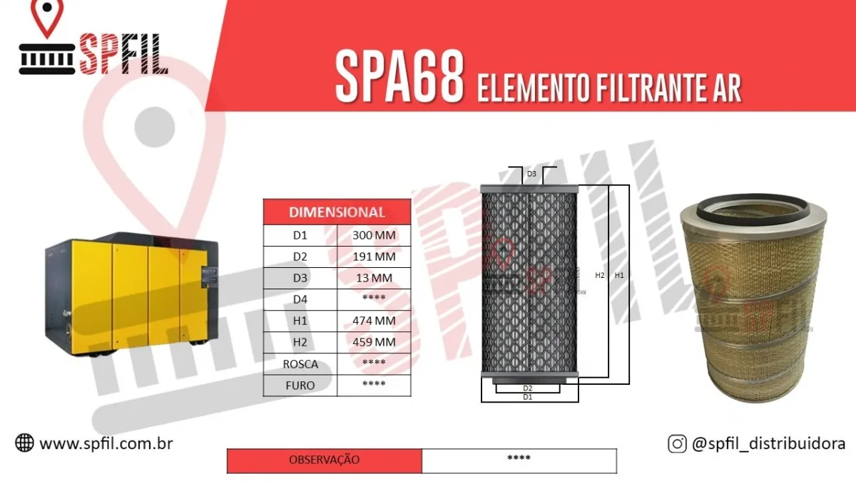 ELEMENTO FILTRANTE AR SPA68