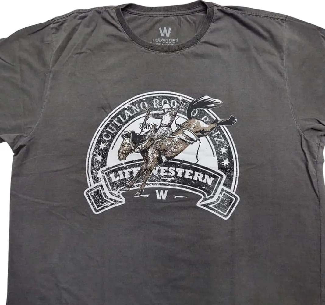 Ref: EST3 - Camiseta Country Life Western Cutiano Rodeio Raiz Cinza