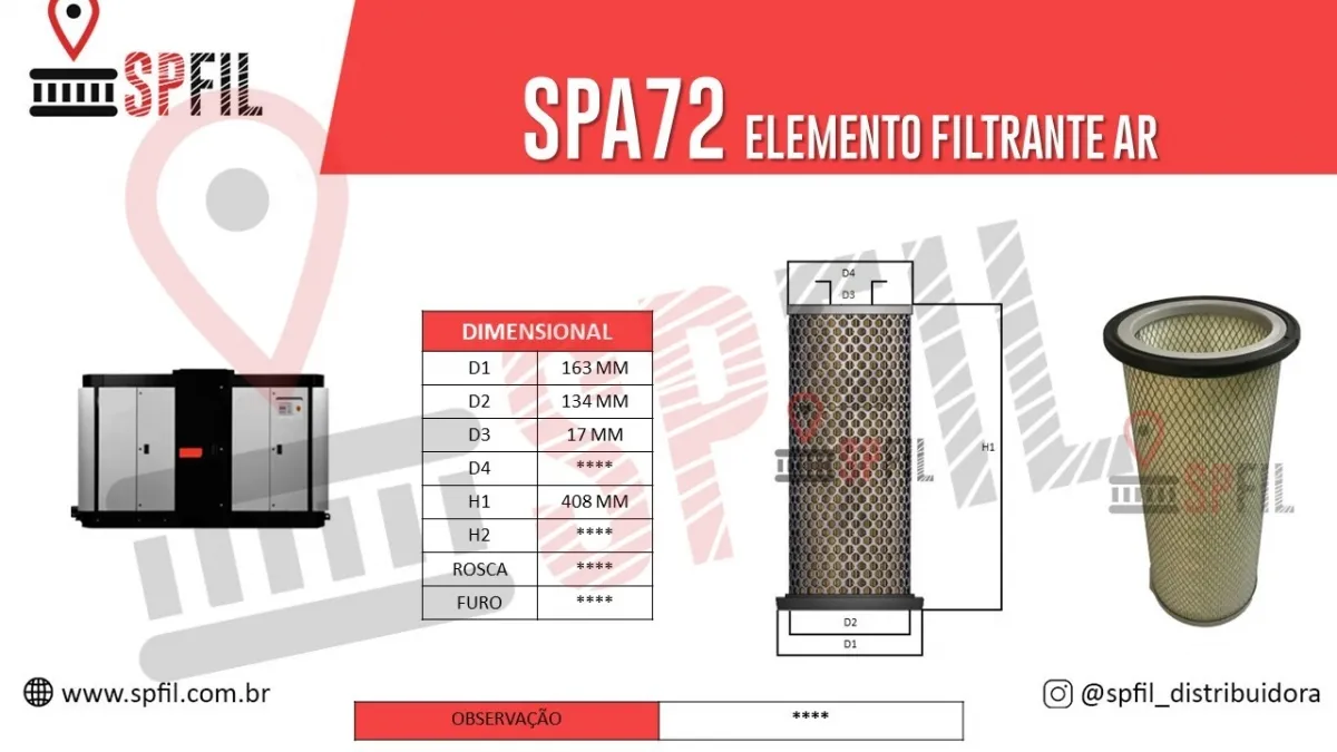 ELEMENTO FILTRANTE AR SPA72