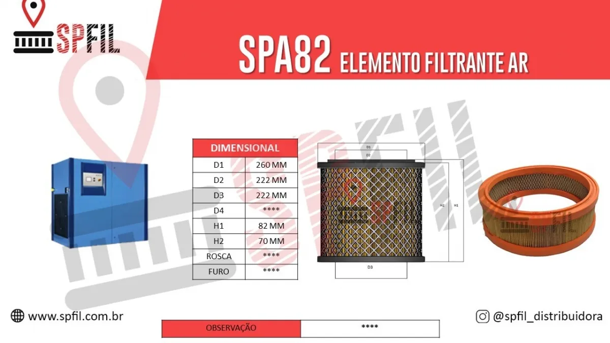 ELEMENTO FILTRANTE AR SPA82