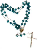 Terço Nossa Senhora do Carmo em cristal 8mm prateado - Foto 2