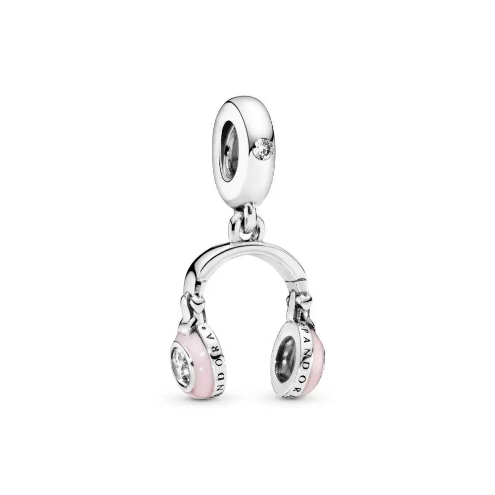 Berloque pendente headphone rosa – em Prata925