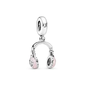Berloque pendente headphone rosa – em Prata925