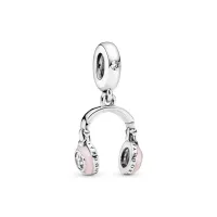 Berloque pendente headphone rosa – em Prata925