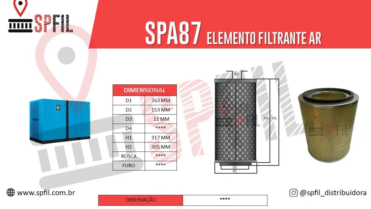 ELEMENTO FILTRANTE AR SPA87
