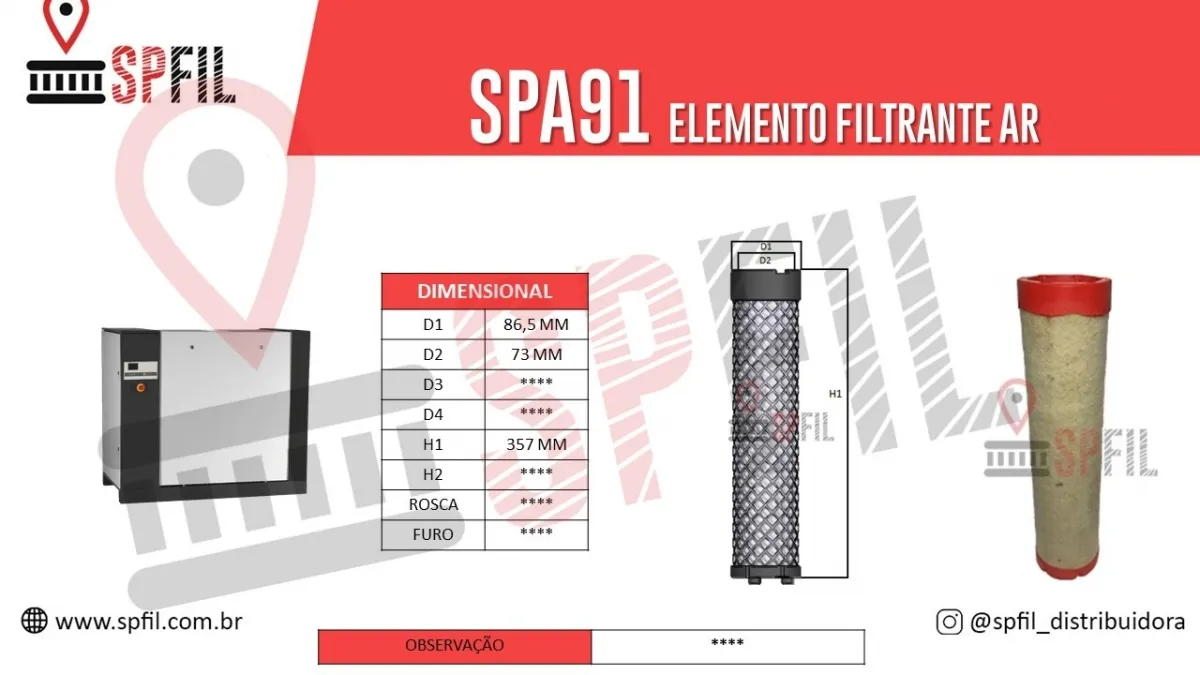 ELEMENTO FILTRANTE AR SPA91