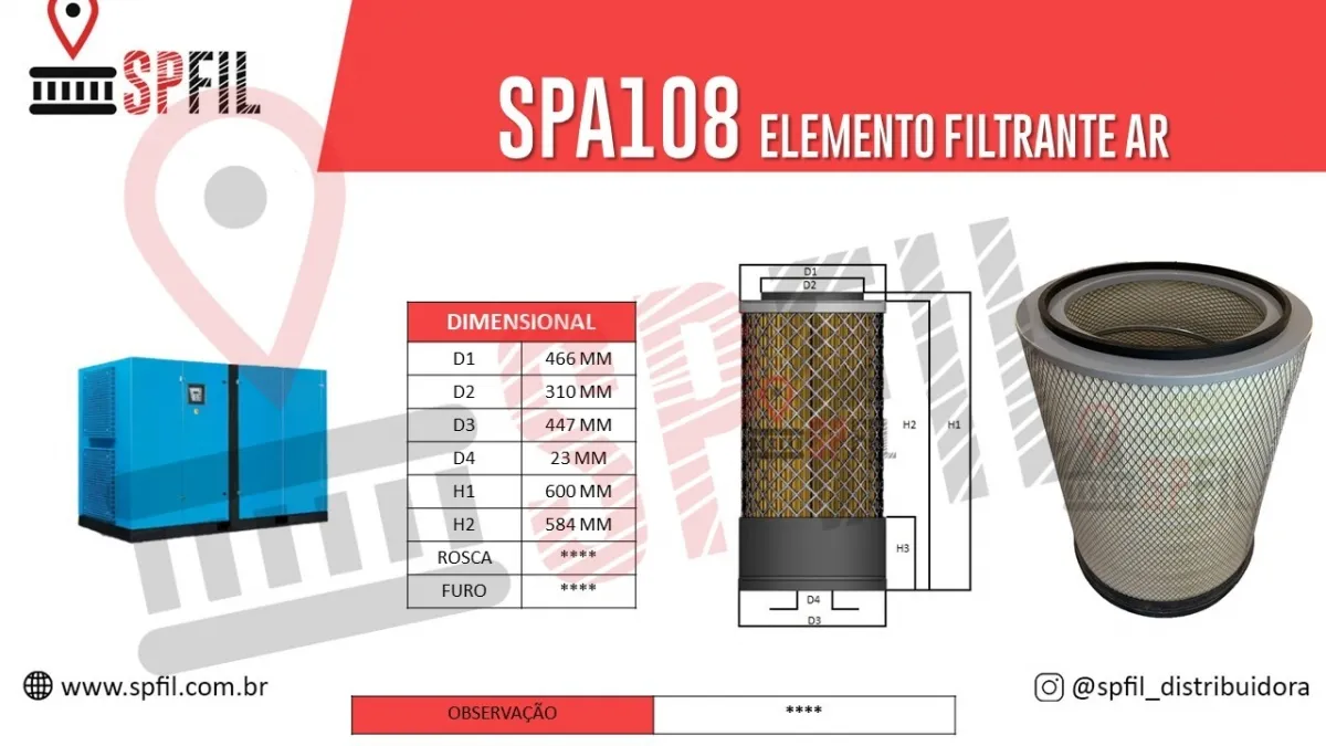 ELEMENTO FILTRANTE AR SPA108
