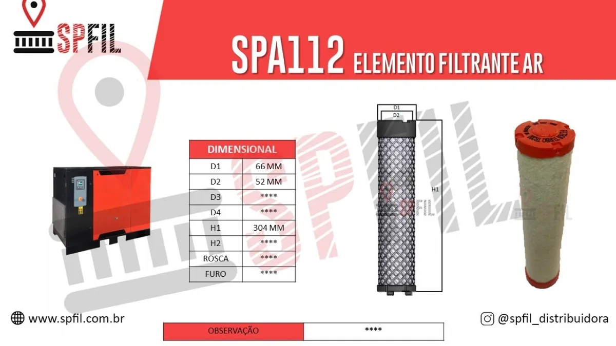 ELEMENTO FILTRANTE AR SPA112