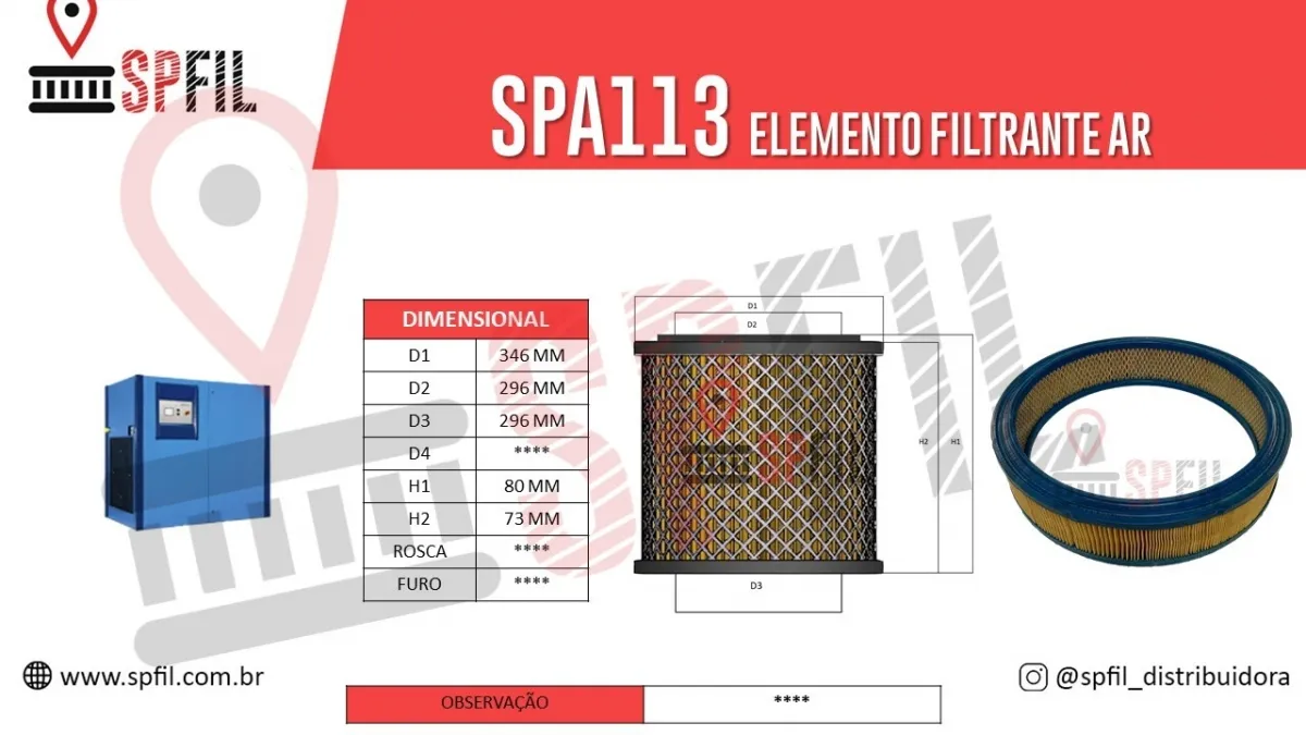 ELEMENTO FILTRANTE AR SPA113