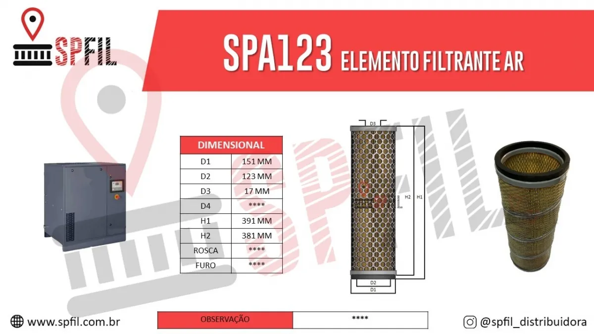 ELEMENTO FILTRANTE AR SPA123