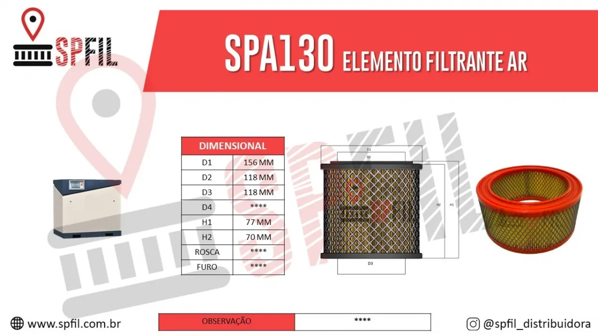 ELEMENTO FILTRANTE AR SPA130