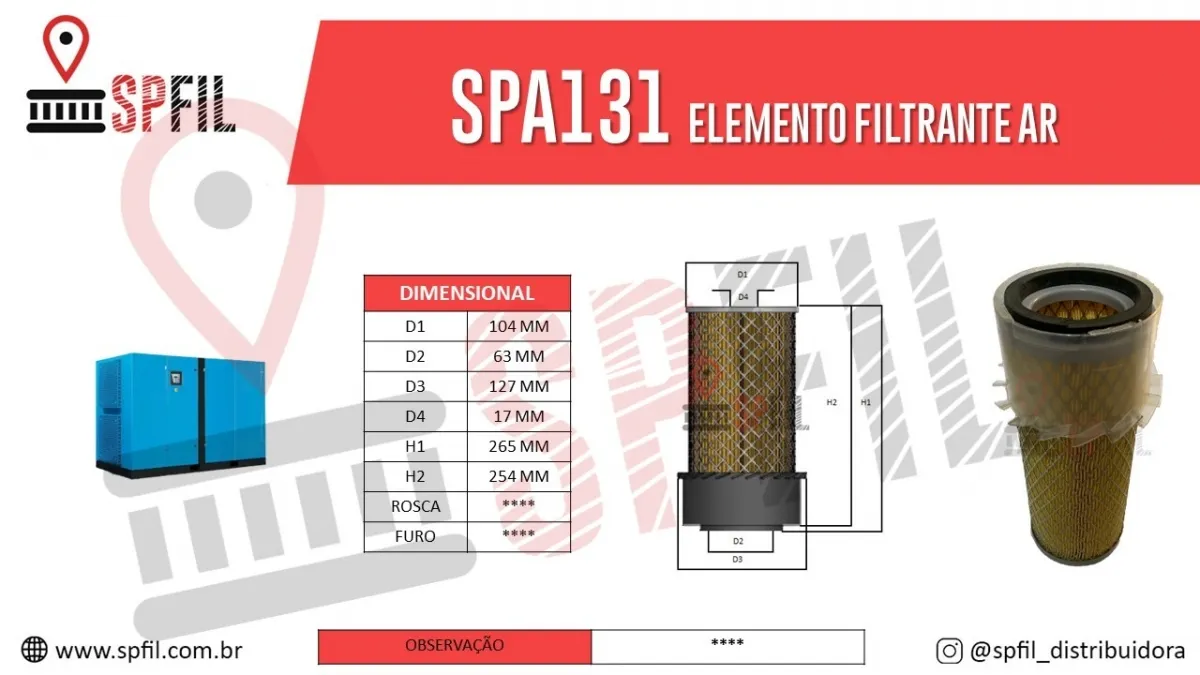 ELEMENTO FILTRANTE AR SPA131