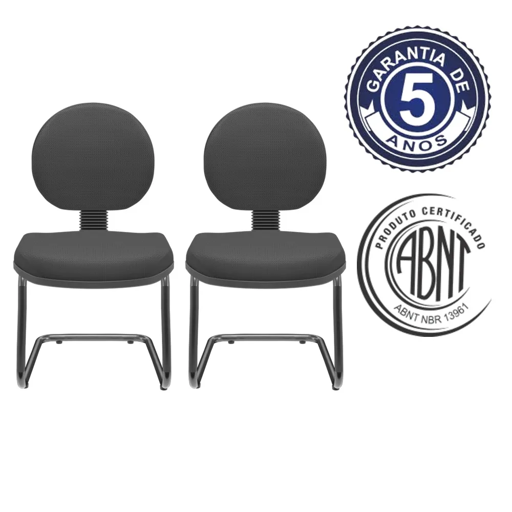 Kit com 2 unidades Cadeira Aproximação Operativa Plus Executiva  Base Sky Preta