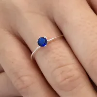 Anel de Prata Feminino com Pedra Azul - AN3939 - Foto 2