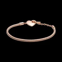 Bracelete Moments Fecho T Coracao Rose – Inspiração Pandora - Foto 3
