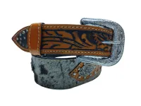 Ref: 7349 - Cinto Country Couro Legítimo e Pêlo de Boi.
