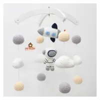 Móbile Astronauta - Foguete + Nuvens + Bolinhas