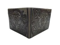 Ref: 9014 B - Carteira Country Cabeça de Boi Escura - Foto 2