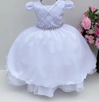 Vestido Festa Branco Pérola Mod.1