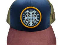 Ref: TH003 - Boné Texas Head Medalhão de São Bento - Cor Azul Marinho Aba Vinho - Foto 3