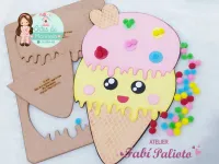  G1.405  Gabarito de Moldes em MDF  Sorvetinho das Cores By Maristela