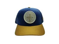 Ref: TH003 - Boné Texas Head Medalhão de São Bento - Cor Azul Marinho Aba Mostarda