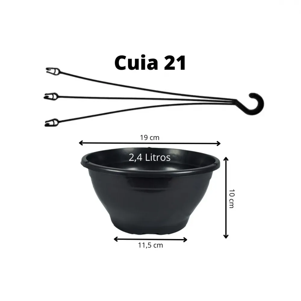 Kit: 100 Vasos Cuia 21 e 100 Alças - Preto