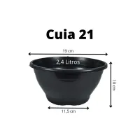 Um vaso  cuia 21 para suculentas - Preto