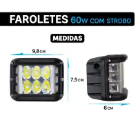 Par Farol Milha Led 36w C/Strobo/ sinaleira AZUL/VERMELHO - Foto 7