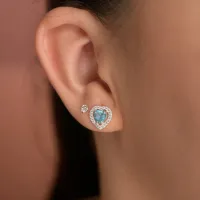 Conjunto de Prata 950 -  Coração Azul Tiffany - CJT302 - Foto 2