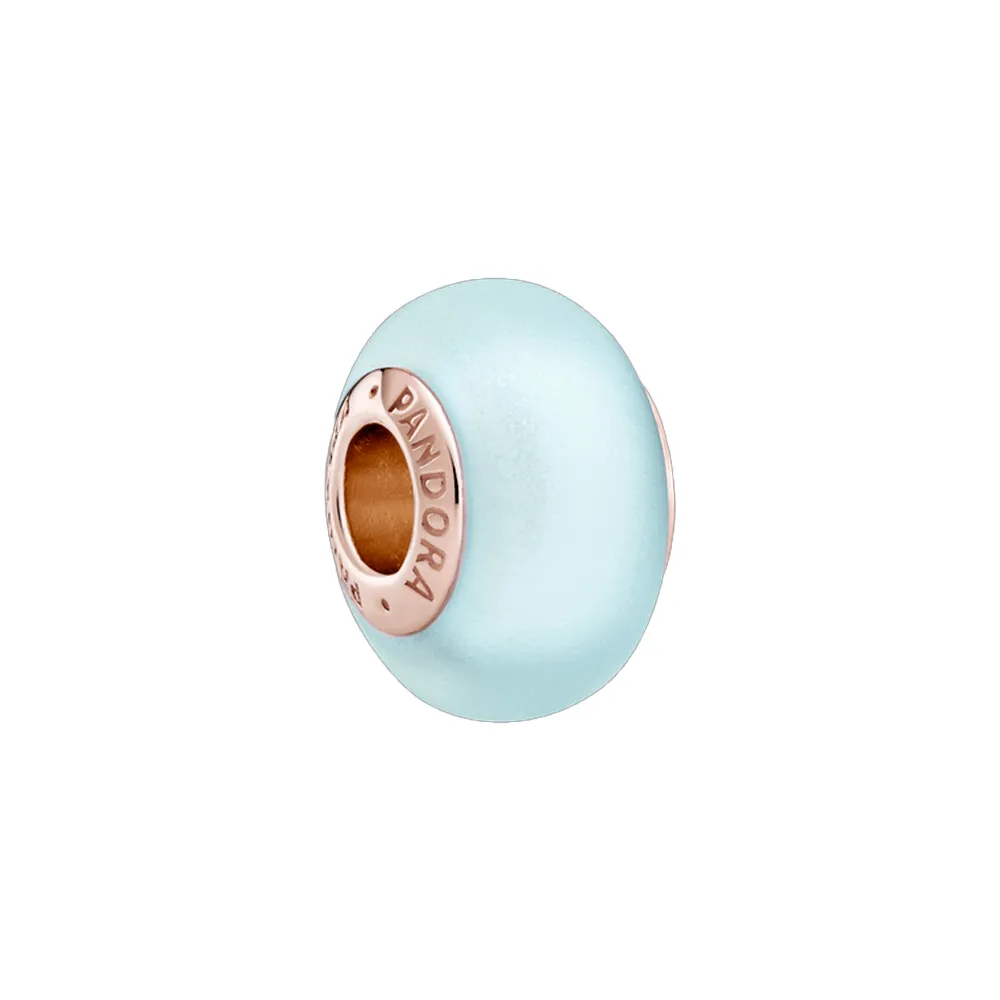 Berloque separador murano azul matte fosco – em Prata925