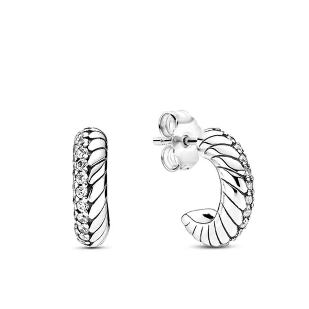 Brinco de argola pave brilhante – Inspiração Pandora