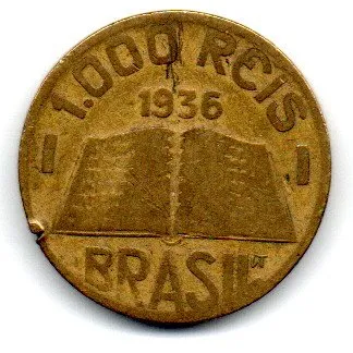 1936 - 1000 Réis - Moeda Brasil - C/ Dano