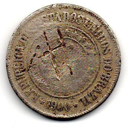 1900 - 200 Réis - Moeda Brasil - Rara - C/ Danos