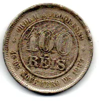 1900 - 100 Réis - Moeda Brasil - Rara - C/ pequena mossa - Foto 2