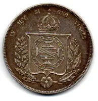 1859 - 1000 Réis - Prata .917 - Aprox. 12,75g - 30mm - Moeda Brasil Império - Foto 2