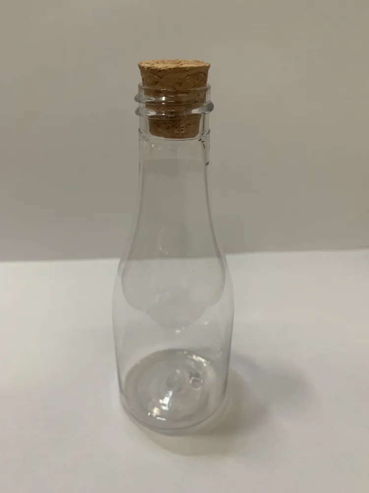 Garrafinha PET champanhe 75ml c/ rolha cortiça 